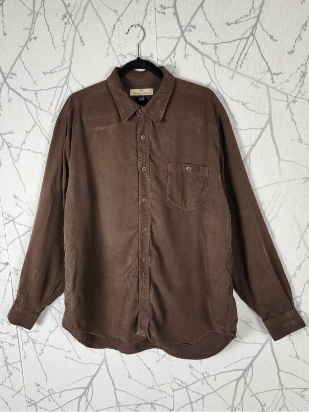 Tommy Bahama Brown 100% Silk Long Sleeve Shirt